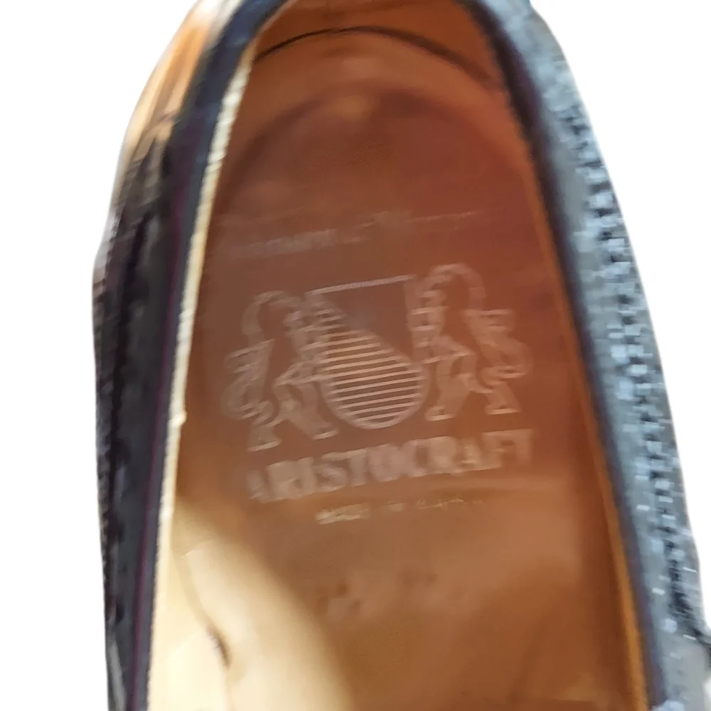 Johnston & Murphy Black Leather Aristocraft Vintage wingtip oxford dress shoes